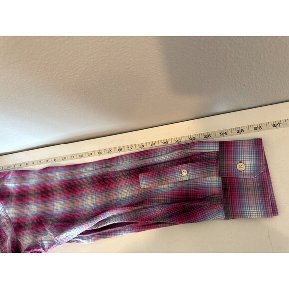 Michael Kors Mens Button Shirt Sz XXL Pink Plaid Long-Slv Classic Preppy BizCasu - Picture 8 of 10